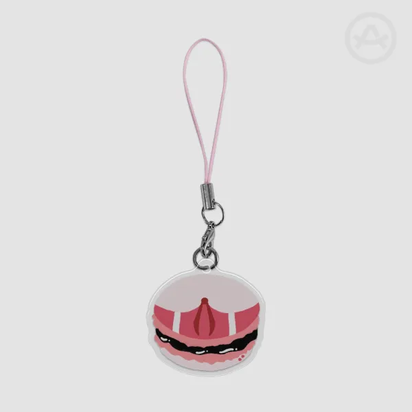Pink Rosie Macaron Epoxy Clear Acrylic Keychains