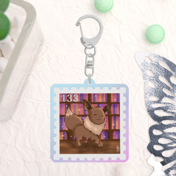 [136] Eevee - Pokemon Stamp Collection Keychain