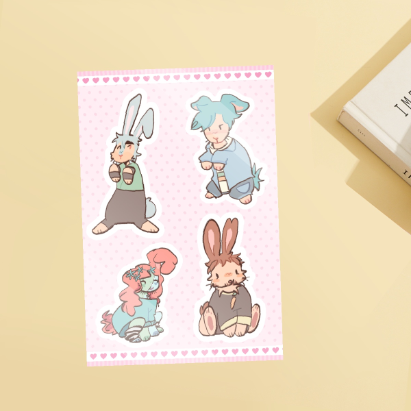Minecraft bunnies sticker sheet (Etho, Scott, Cleo, Impulse)