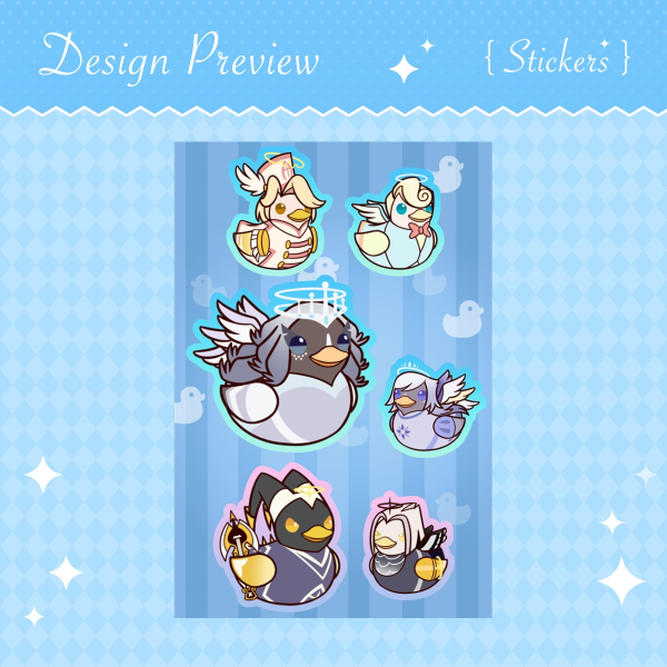 Angel Ducks Matte Paper Stickers Sheet