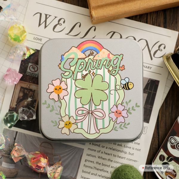 Lucky Four Leaf Clover Spring Metal Storage Box