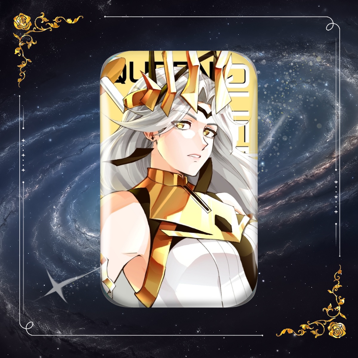 Queen Holographic Rectangular Badge