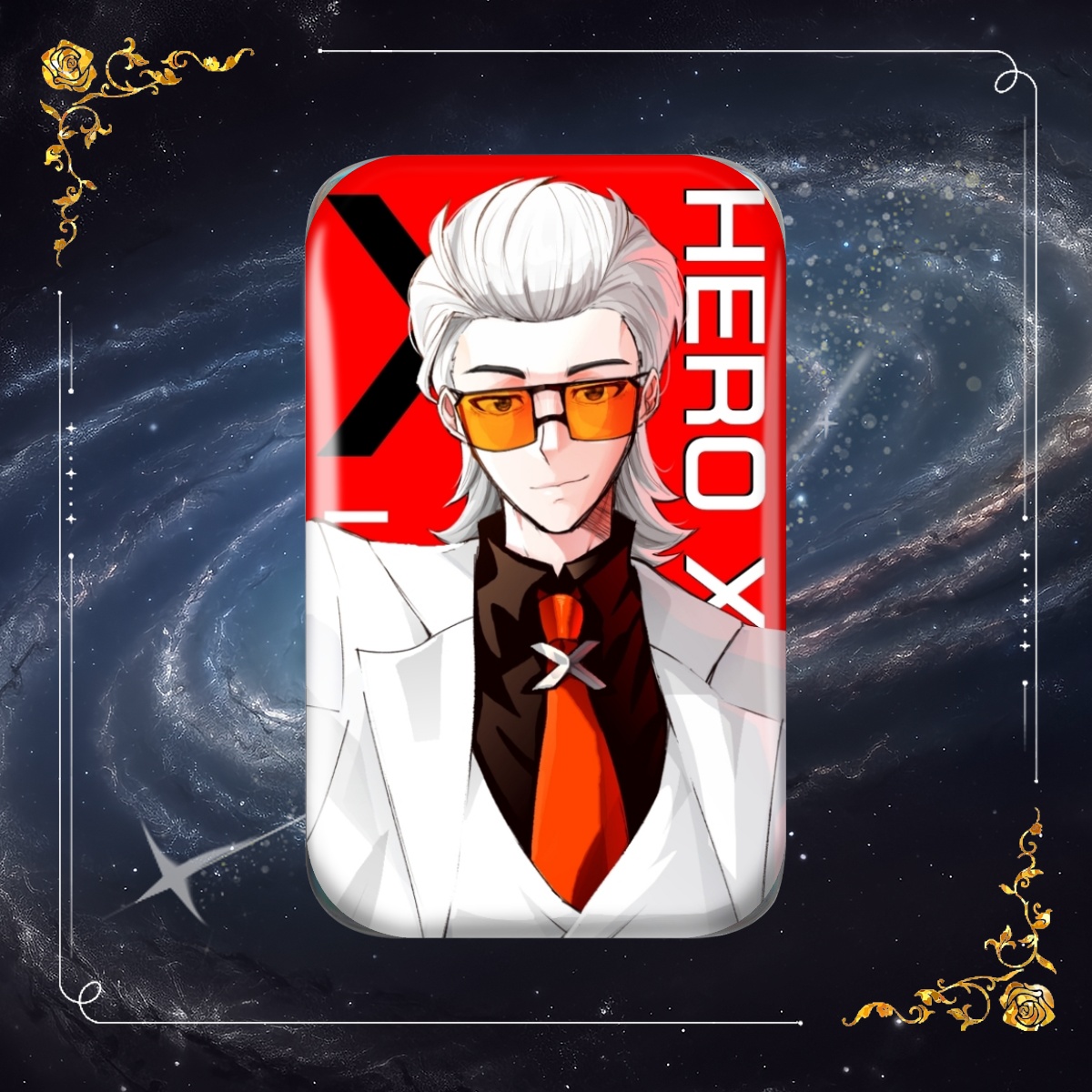 X Holographic Rectangular Badge