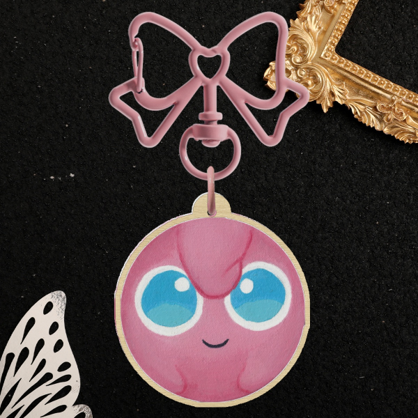 Mini Jigglypuff Wood Keychain