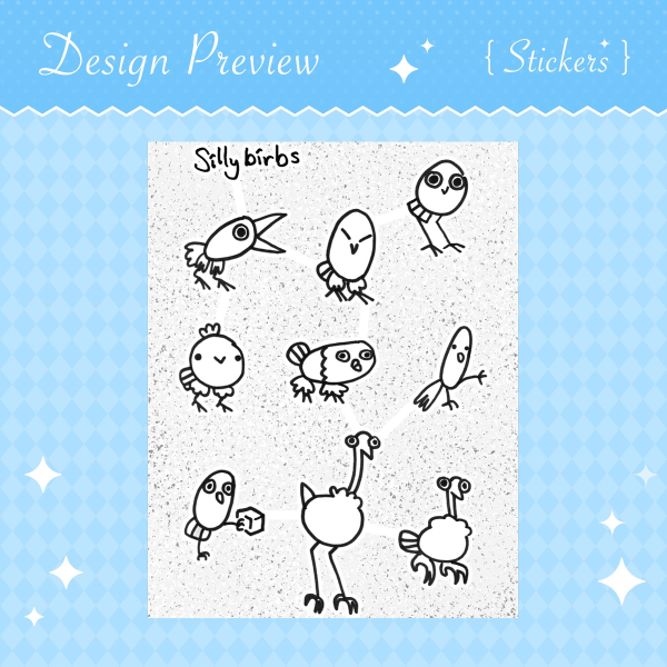 Matte 'Silly Birds' Sticker Sheet