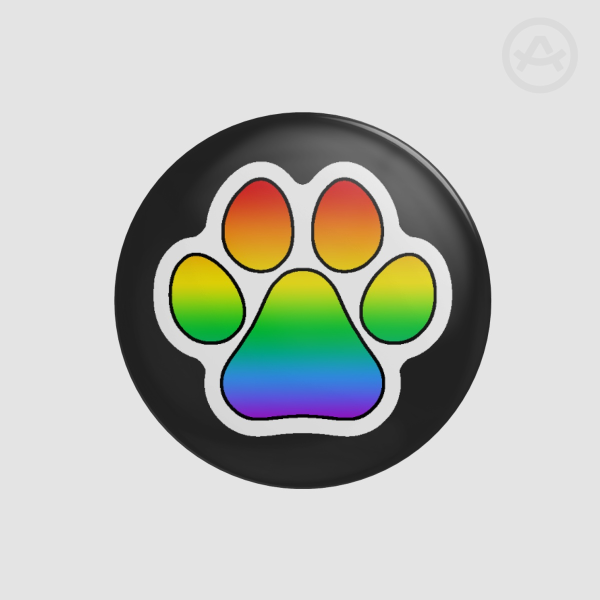 Rainbow Pride Flag Pawprint Pinback Button