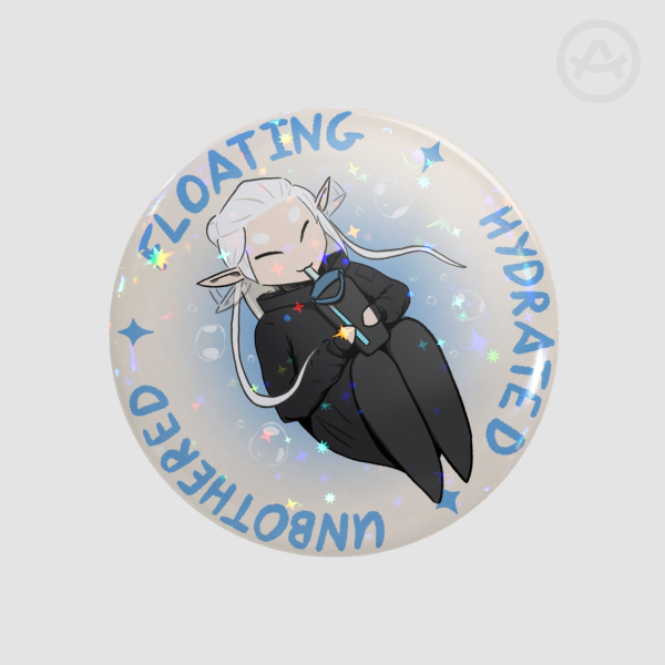 Mavi Floating, Hydrated, Unbothered, Round Holo Star Badges (Button Pins)