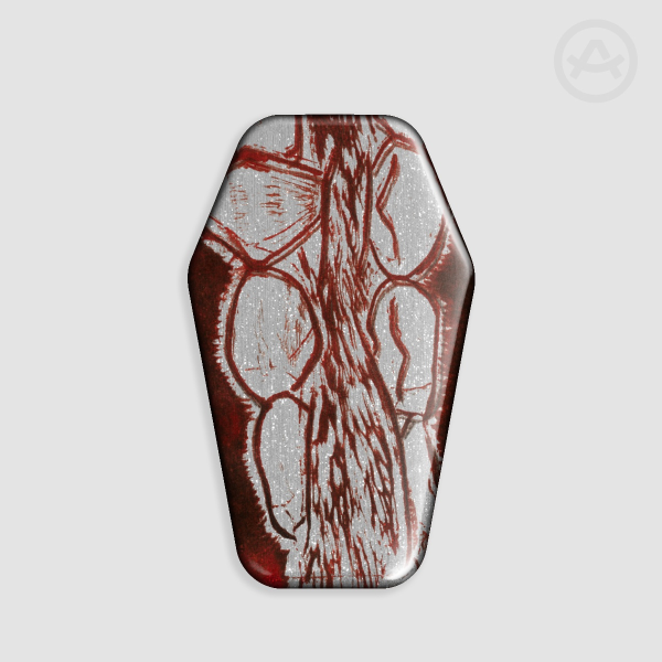 Bite Coffin Shape Holographic Badges