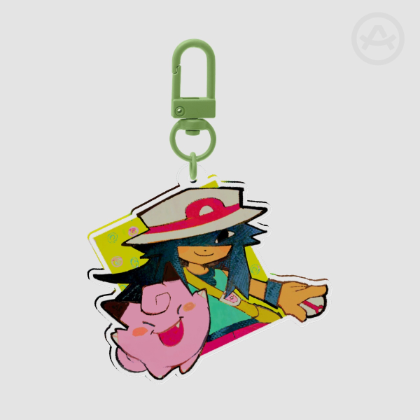 Pokemon - Leaf and Clefairy keychain