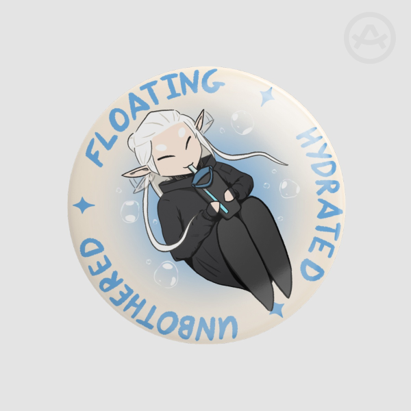 Mavi Floating, Hydrated, Unbothered, Round Glossy Badges (Button Pins)