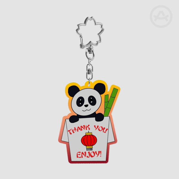 Panda in a Takeout Box Keychain (Gradient Background)