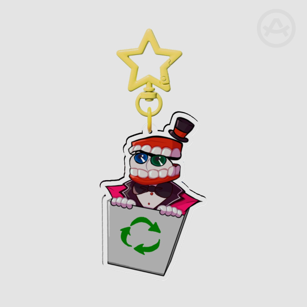 Caine Recycling Bin Keychain