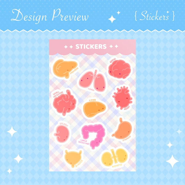Organs Stickers Sheet