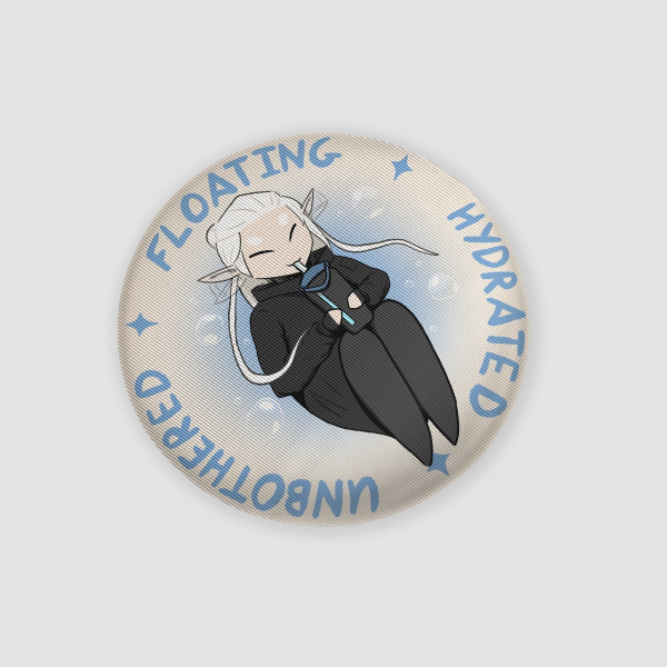 Mavi Floating, Hydrated, Unbothered, Lenticular Round Badge - 2.28"(58mm)