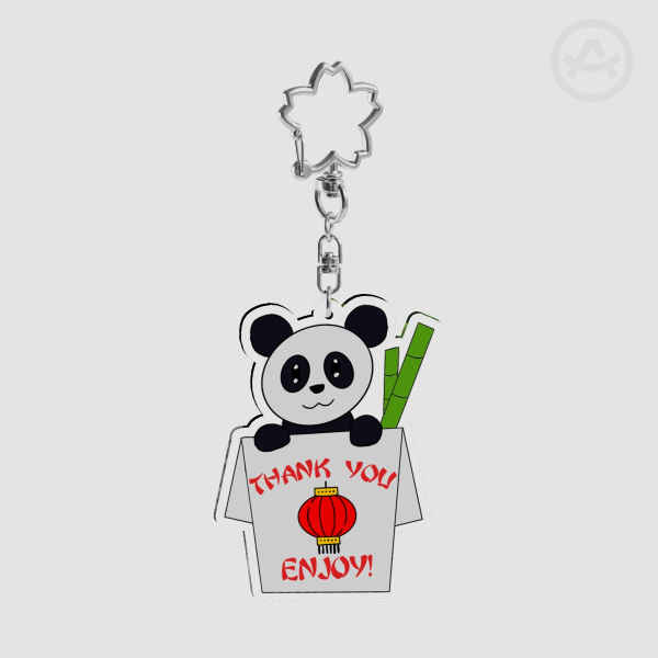 Panda in a Takeout Box Keychain