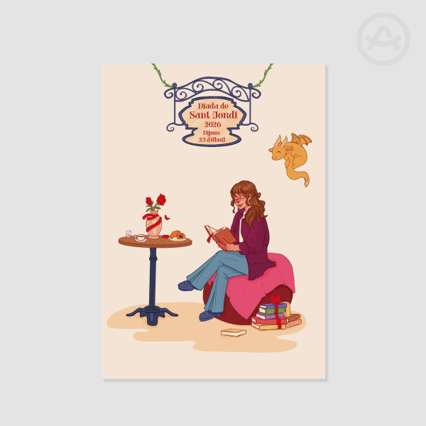 Sant Jordi Rose & Book Poster | Romantic Fantasy Illustration