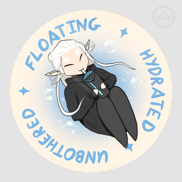 Mavi Floating, Hydrated, Unbothered, Glossy Die Cut Stickers