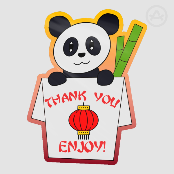 Panda in a Takeout Box Sticker