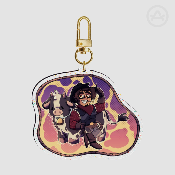 Cow Warren Glitter Acrylic Keychain