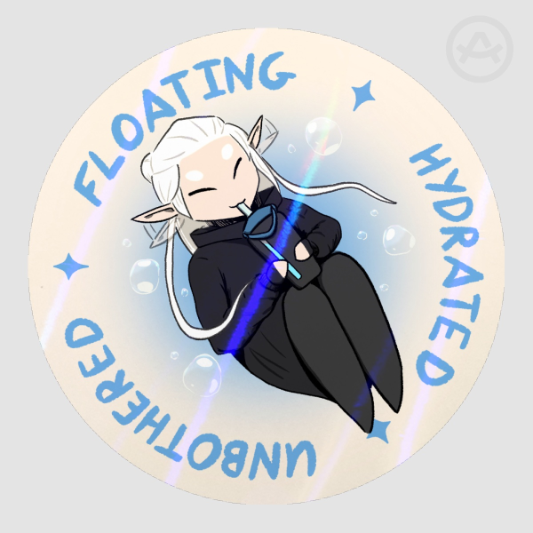 Mavi Floating, Hydrated, Unbothered, Holo Die Cut Stickers
