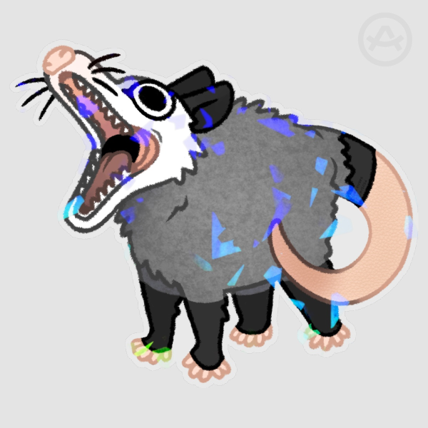 Screaming Opossum Hologaphic Sticker