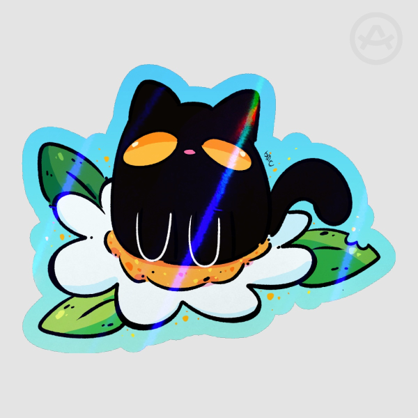Flower Kitty Colored Edge Die Cut Stickers