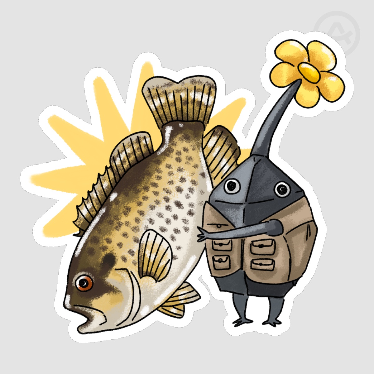 Pikmin and Rock Bass - Matte Sticker