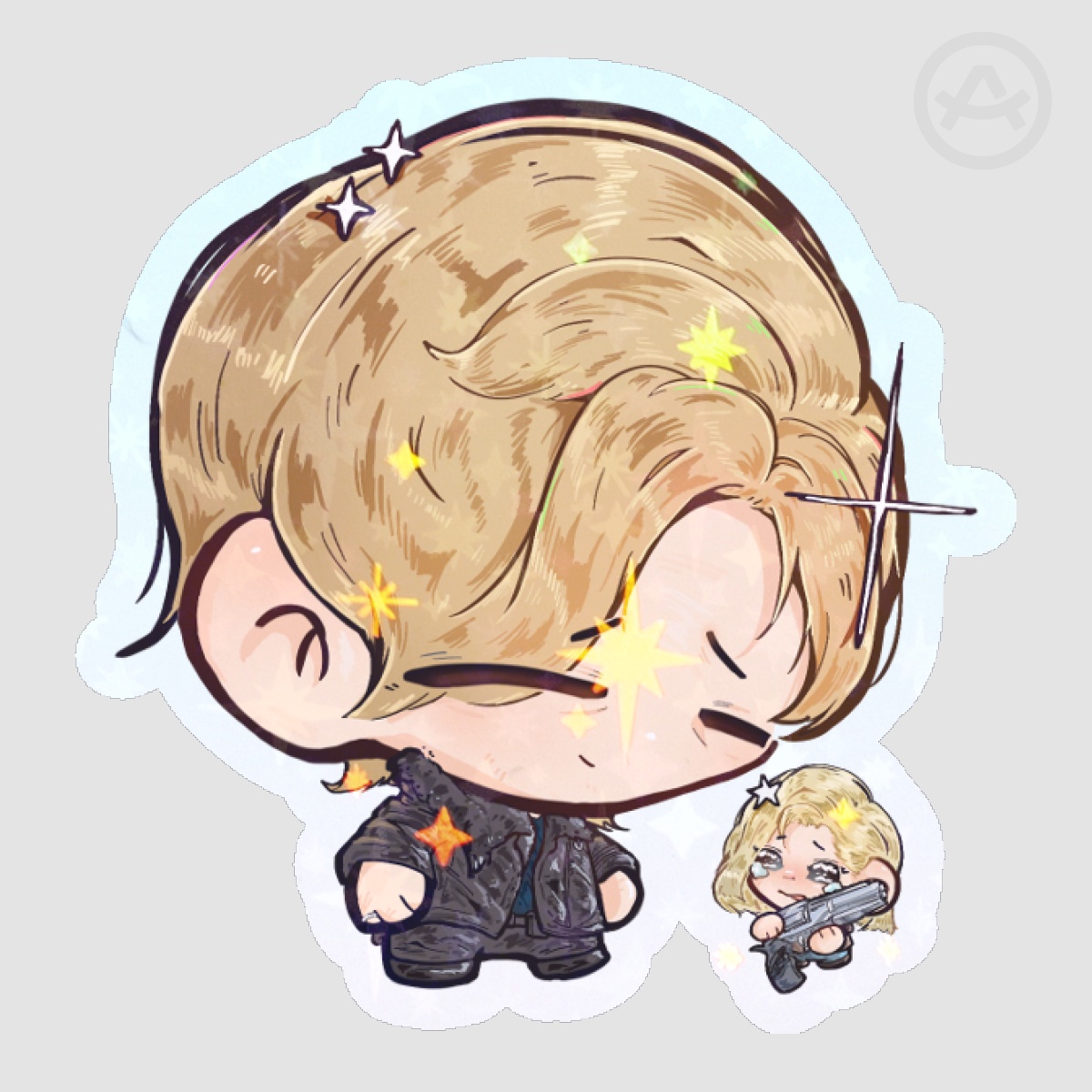 Resident Evil Requiem papa leon with grace Die Cut Stickers