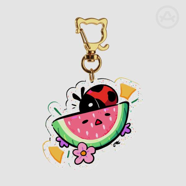 Watermelon Ladybug Glitter Acrylic Keychains