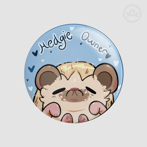 Blue Hedgehog Owner Round Badges (Button Pins)