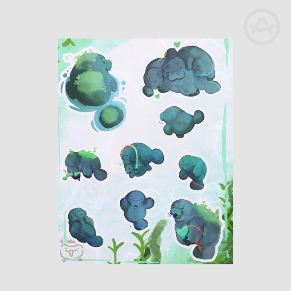Manatee Paper Stickers Sheet