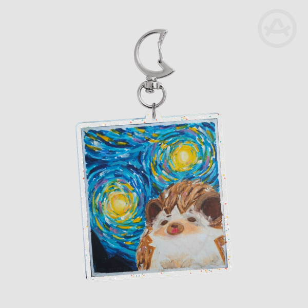 Glitter Starry Night Hedgehog Acrylic Keychains