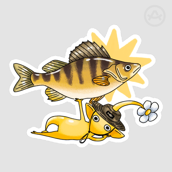 Pikmin and Yellow Perch - Matte Sticker