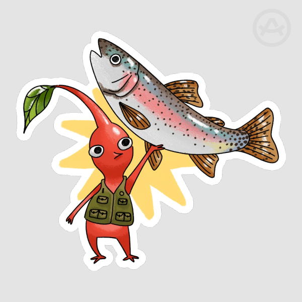 Pikmin and Rainbow Trout - Matte Sticker