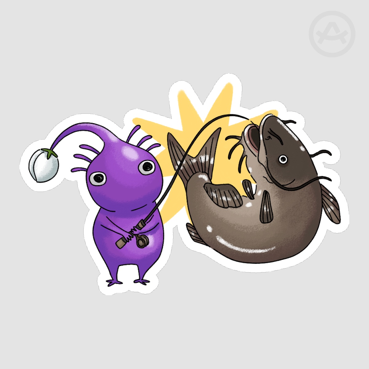 Pikmin and Catfish - Matte Sticker