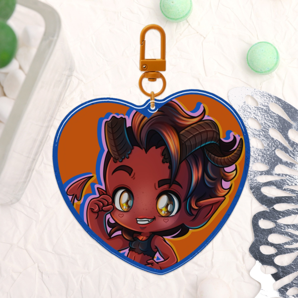 Heart shaped [double sided] Karlach epoxy keychain