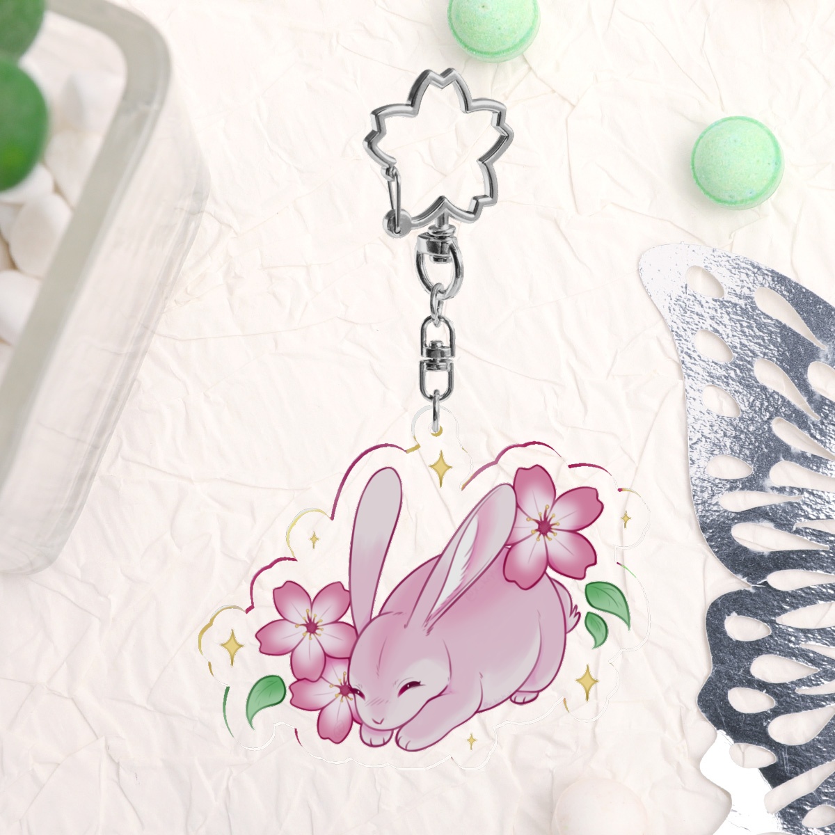 Sakura Bunny Acrylic Charm