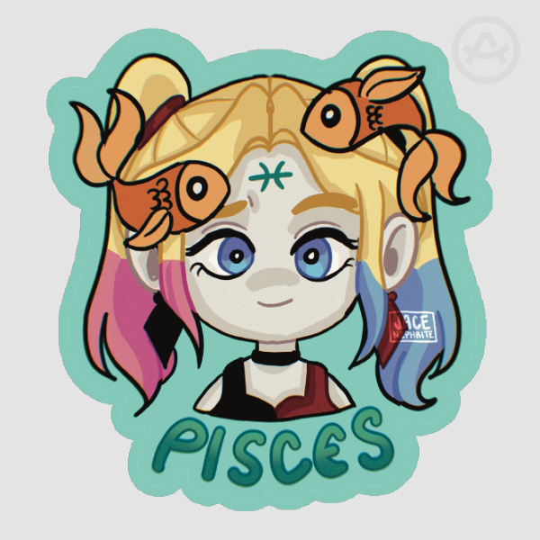 Harley Quinn Pisces Astrology Sticker