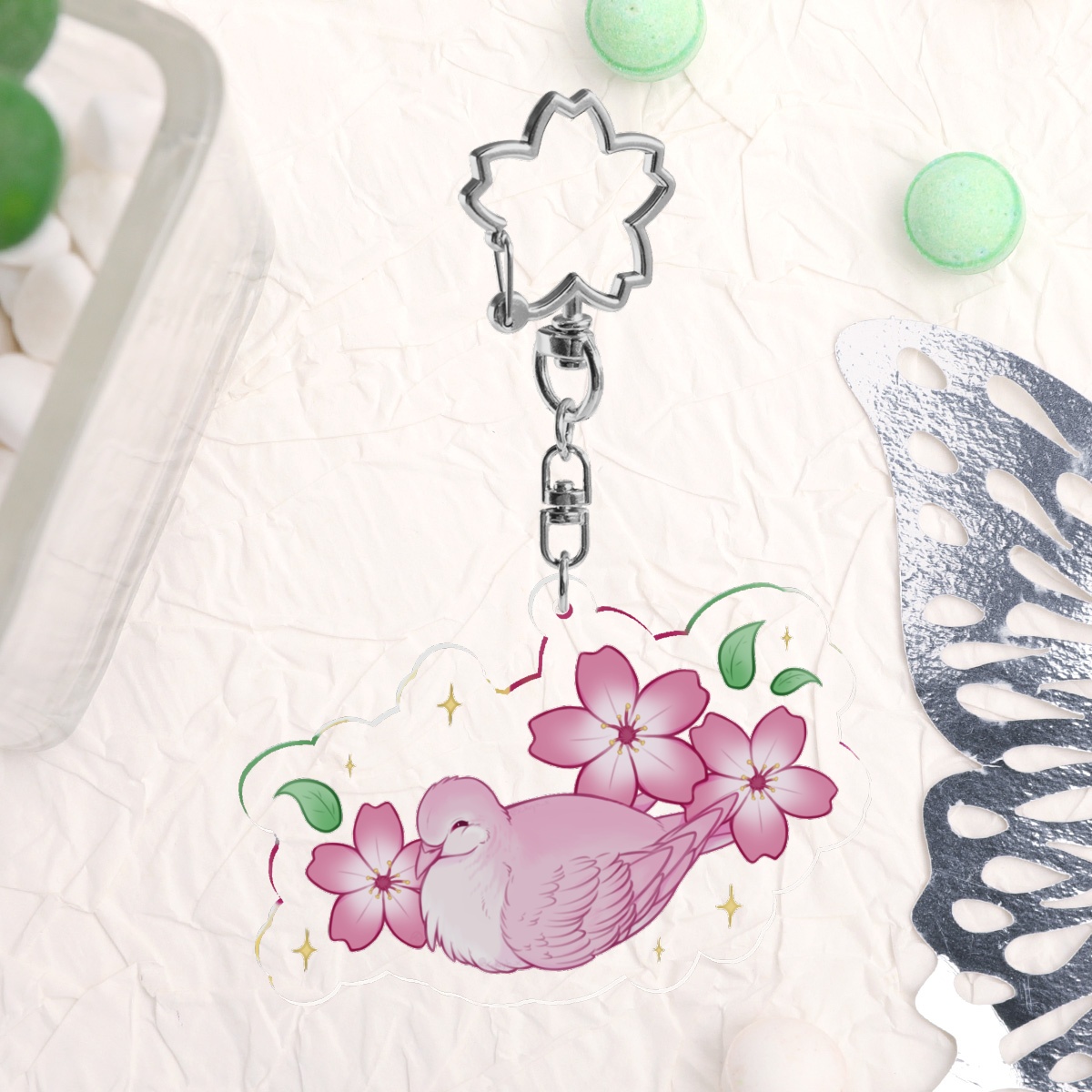Sakura Dove Acrylic Charm