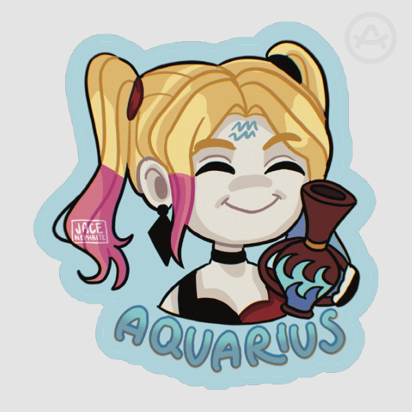 Harley Quinn Aquarius Astrology Sticker