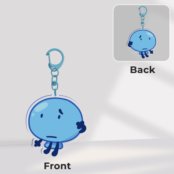 worried blue balloon keychain