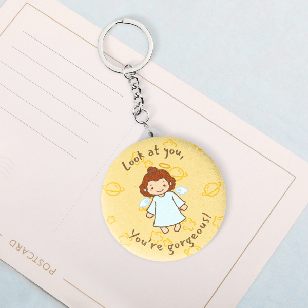 Angel Crowley Plush Badge Mirror Keychain