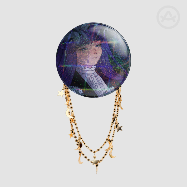 Holographic Fern Badge With Chains