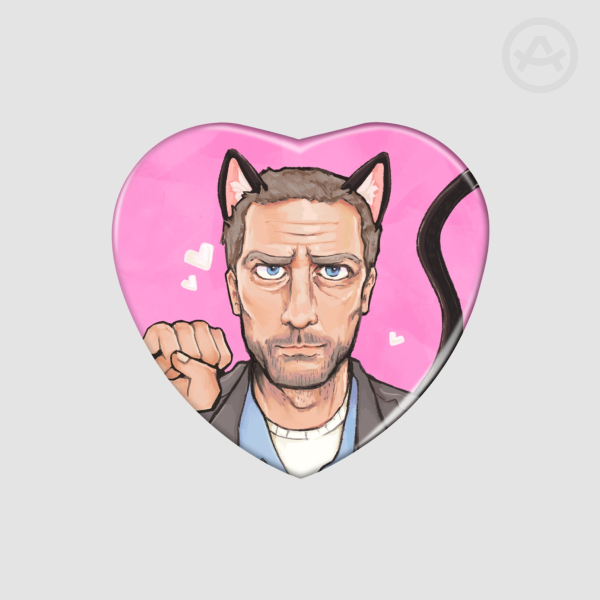 Dr. Meowouse MD Heart Shape Holographic Badges