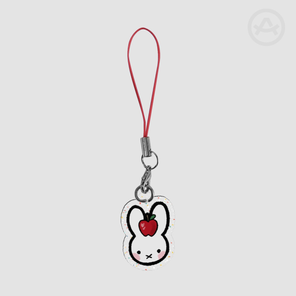 Cute Apple Miffy Glitter Acrylic Phone Charm