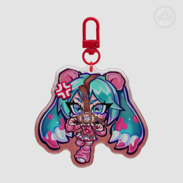 Hatsune Miku x Gloomy Bear Epoxy Glitter Keychain