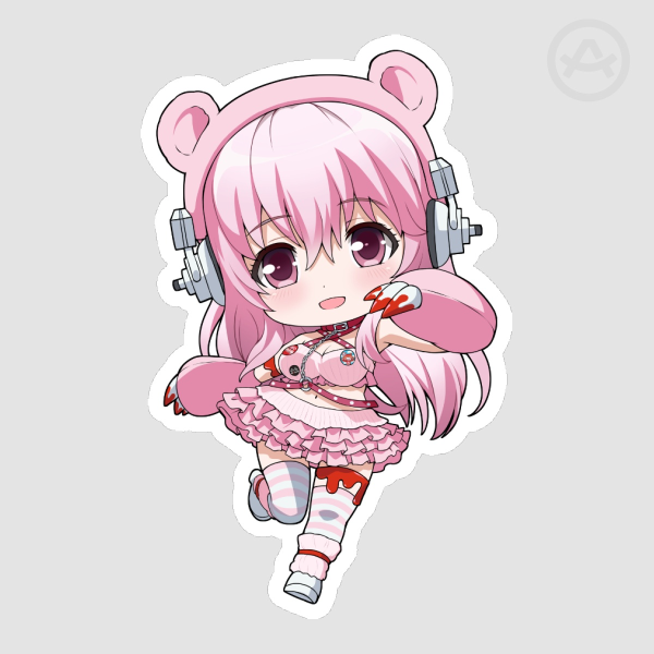 Gloomy Bear x Super Sonico Die Cut Sticker