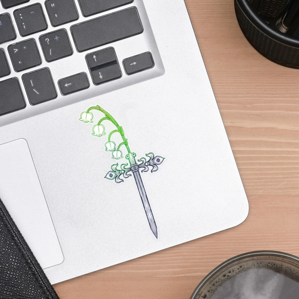 Lily of the Valley Dagger Clear PET Vinyl Die Cut Stickers