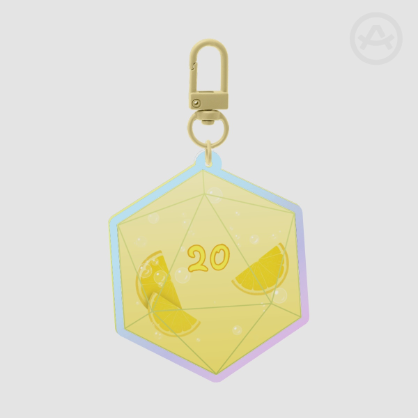 Rainbow Acrylic Lemonade D20 Keychain
