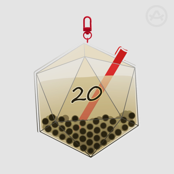 Boba Tea D20 Clear Acrylic Keychain Large